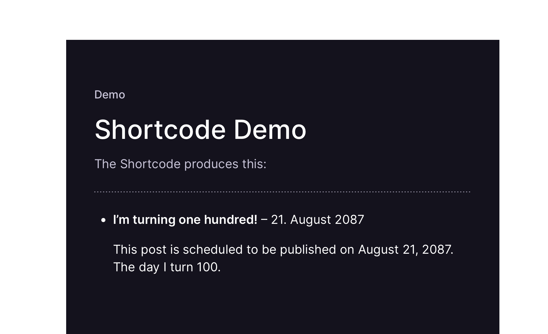 Upcoming Posts Shortcode